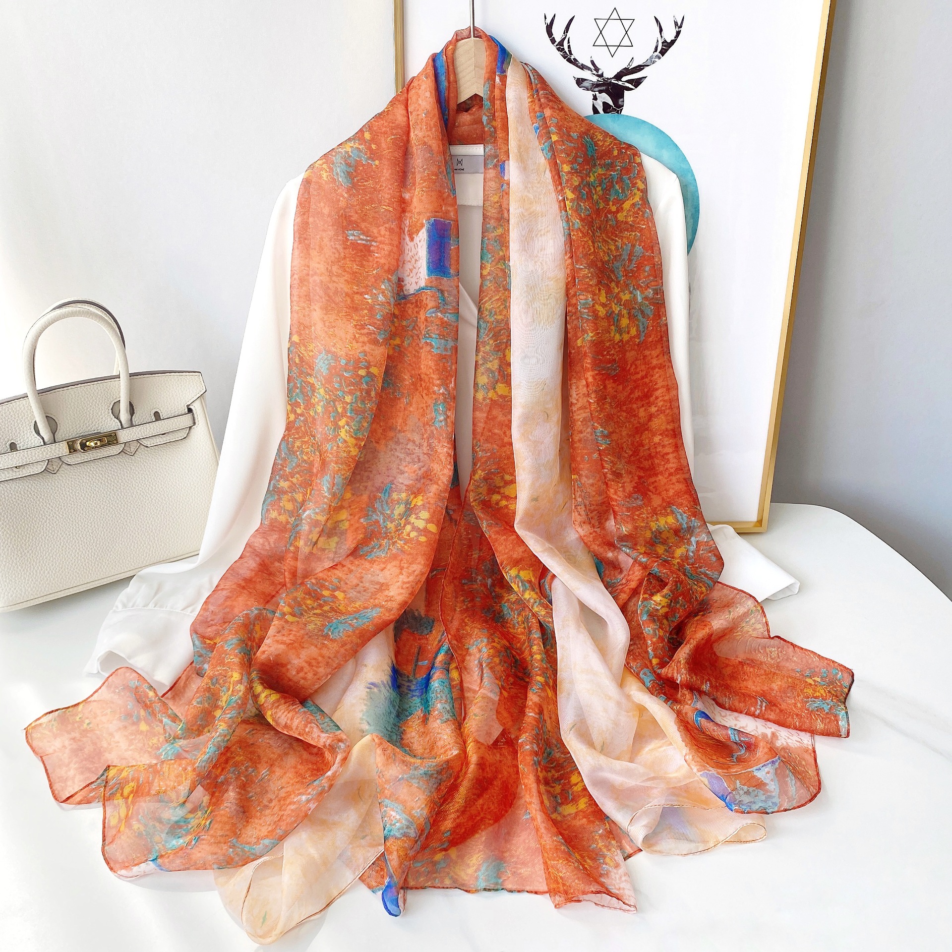 2025 nuevo producto Yourou bufanda de gasa protección solar larga toalla de playa versátil vacaciones viaje foto bufanda de seda chal