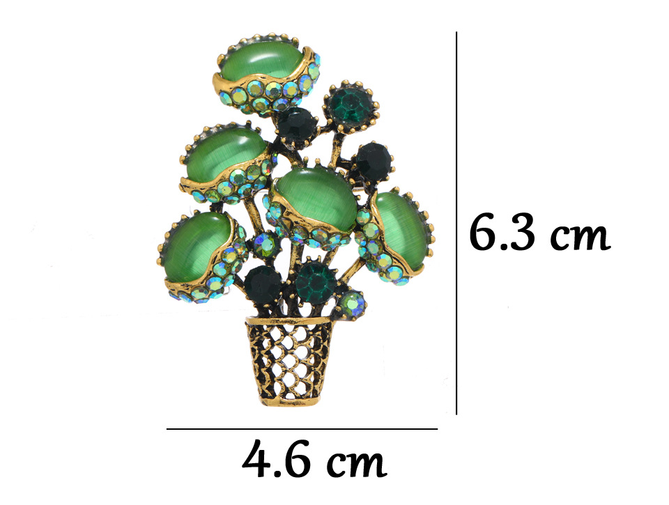 35g Weight Cat's Eye Stone Inlay Material Retro Pin Flower Alloy Inlay Cat's Eye Stone Unisex Brooches