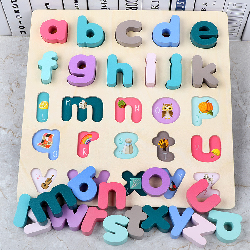 De madera de los niños de la Ilustración Digital forma de letra cognitiva macaron agarrar la mano rompecabezas bebé rompecabezas de la educación temprana Juguetes image 16