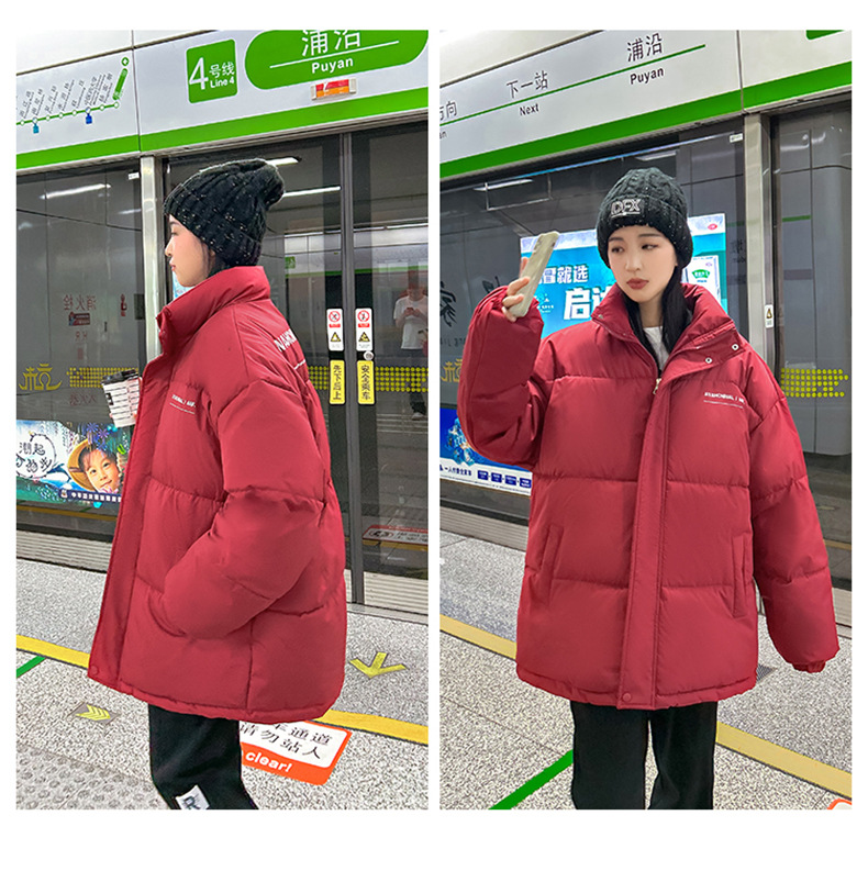 Women's Down Coat Mid Length Standing Collar Thickened Bread Style_voghion.com