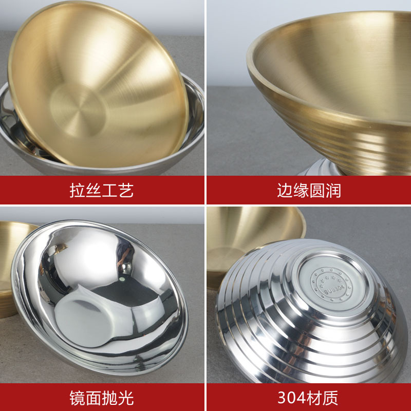 304 de acero inoxidable estilo japonés ramen tazón de hilo altavoz tazón de doble capa de fideos tazón hogar grande ramen tazón de fuente de cubo