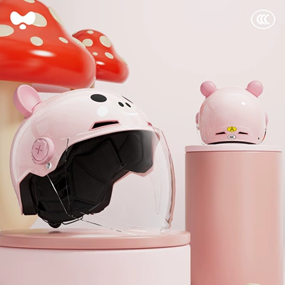 Ultra-Lightweight Kidsren's Helmet for Motosiklet kaskı (dəbilqə) - 3c-piggy-powder-hd-long-mirror-class-a-new-national-standard-one-size-fits-all