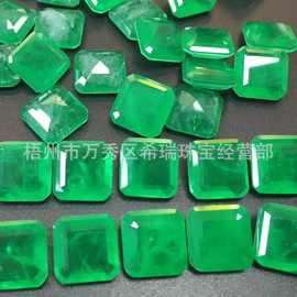 希瑞珠宝 仿天然正方形宝石 水晶拼碧玺玻璃 祖母绿 合成彩宝