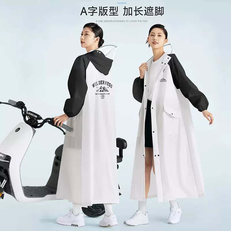 雨衣加长电动车防暴雨成人双帽檐拉链手抓单人雨披一件代发防护
