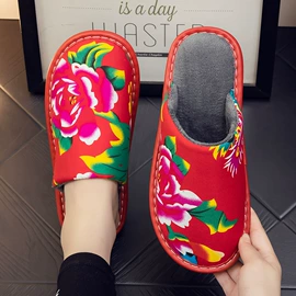 皮质拖鞋;布艺拖鞋;亚麻拖鞋