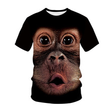 跨境潮流欧美男装可爱大猩猩3D印花T恤搞笑有趣短袖宽松休闲男T恤