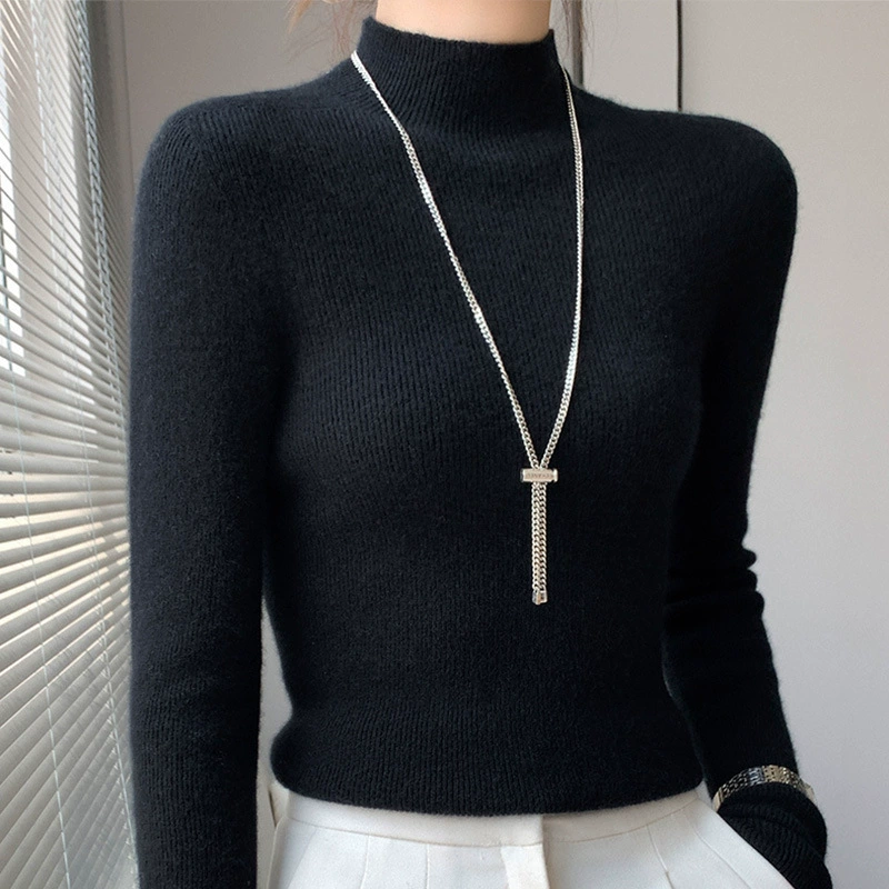 2022 Новый трикотажный свитер с высоким воротником с тонким дном свитер элегантный темперамент мама одеваются сплошные свитера