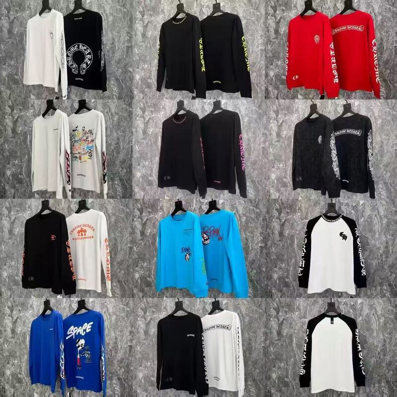 [Full Series] Chrome Hearts Long-Sleeve Cross-Border T-Shirts, Pure Cotton, Unisex, Long-Term Availability