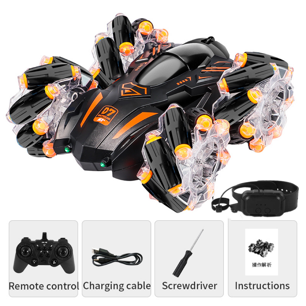 Nuevos productos transfronterizos seleccionados Sensor de gestos para niños Coche de control remoto Juguete Mini 2.4G Truco de deformación a la deriva Coche de doble cara