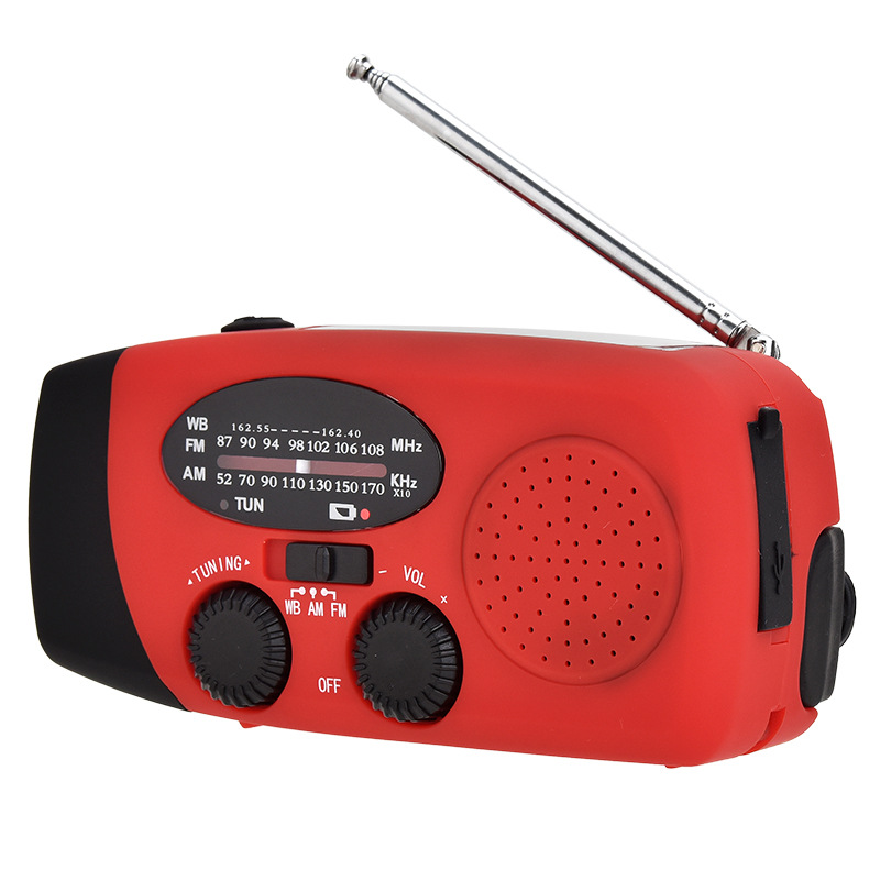 Radio de emergencia multifuncional de Amazon generadora de energía manual radio solar al aire libre linterna de carga de emergencia