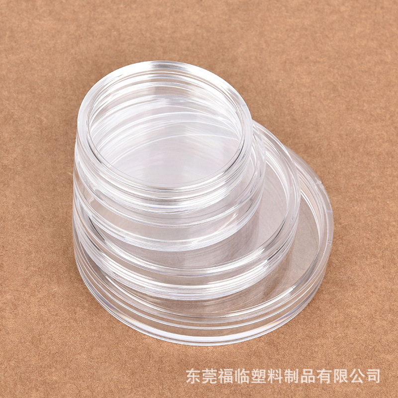 Full transparent PS plastic box round coin collection box multi-size coin box heaven and earth cover storage Display Box Wholesale
