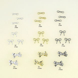 Popular Glossy Alloy Bow Mini Ribbon Nail Wear-On Nails DIY Accessories Yiwu Wholesale Nail Art Decorations