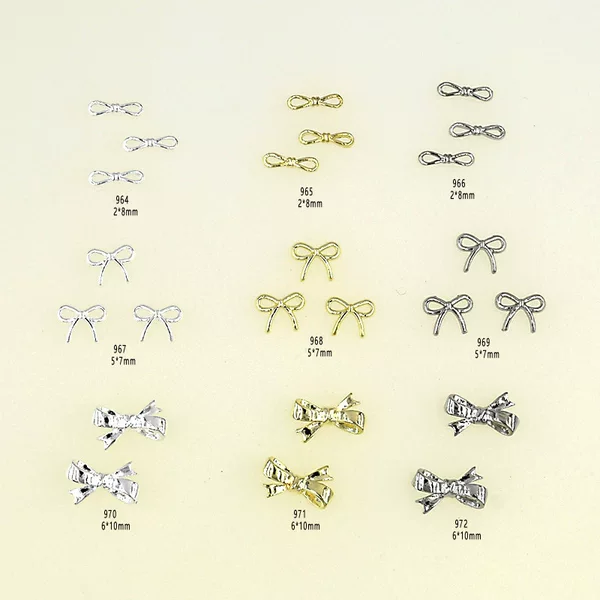 Popular Glossy Alloy Bow Mini Ribbon Nail Wear-On Nails DIY Accessories Yiwu Wholesale Nail Art Decorations