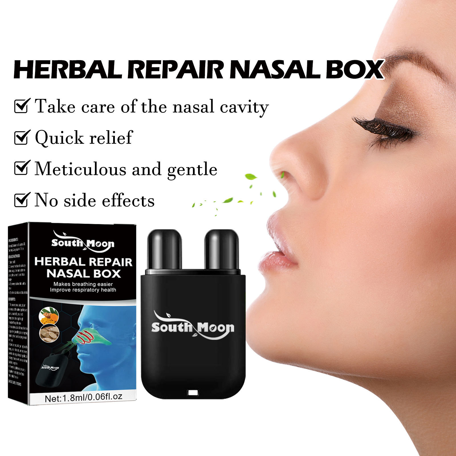 South Moon Herbal Repair Nasal Inhalationsbox Lindrar näsbesvär och rensar näshålan Rengörande kroppsvård_voghion.com