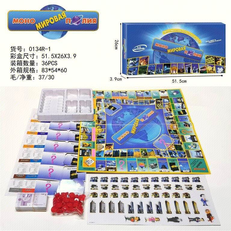 外贸俄语版 大富翁世界之旅桌游游戏 俄罗斯语卡牌|undefined
