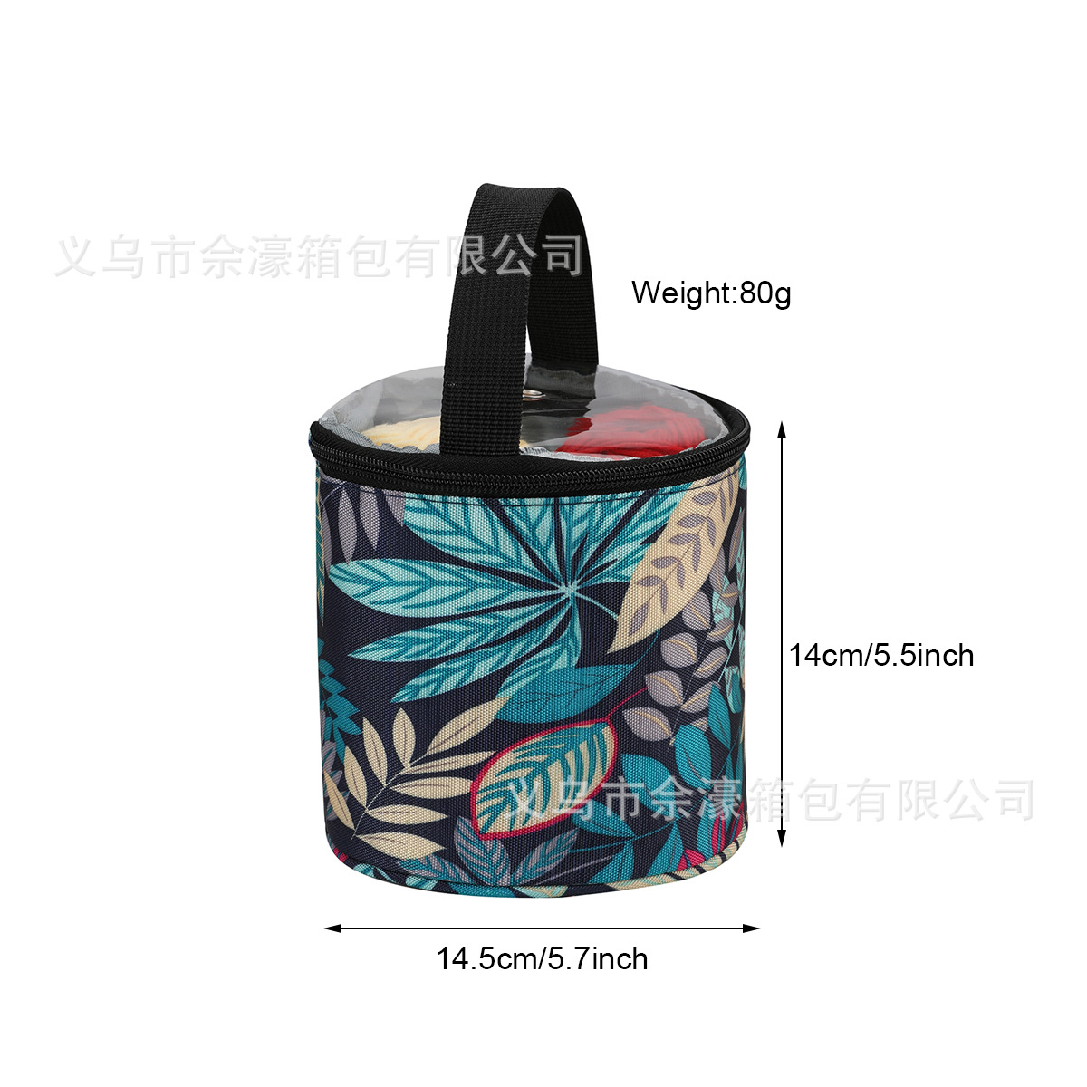 Bolsa de Almacenamiento de Hilo Portátil, Estilo Peonía Verde, para Manualidades, Impresa, Tipo Cubo, de Poliéster, Tamaño Pequeño, Novedad 2025