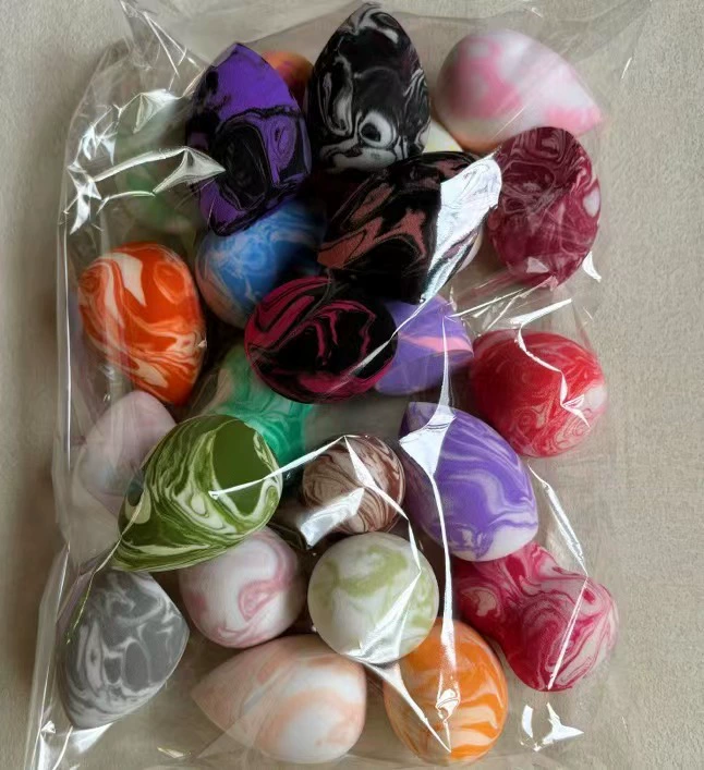 Спонж для макияжа Beauty Egg, двухцветный мраморный рисунок, использование сухое и влажное, супермягкий 0.009 кг