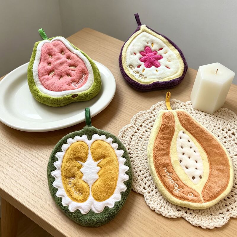 Cartoon Fruit Hand Towels Wholesale, Non-Pilling, Soft Coral Fleece Handkerchiefs, Thick Absorbent Kitchen Hand Towels
