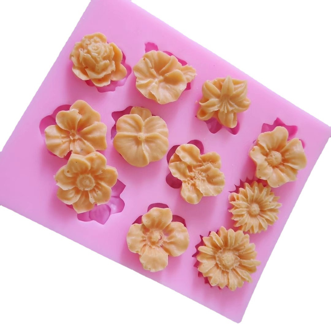 DIY Sugar Paste Cake Decoration Mold 11-Piece Various Flower Shape Chocolate Mold Biscuit Mold Silicone