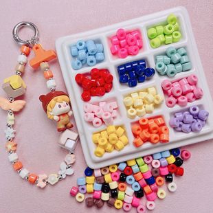 Acrylic Baking Paint Through Hole Color Bucket Bead Small Bead Handmade DIY Mobile Phone Chain Keychain Beaded Material Accessories