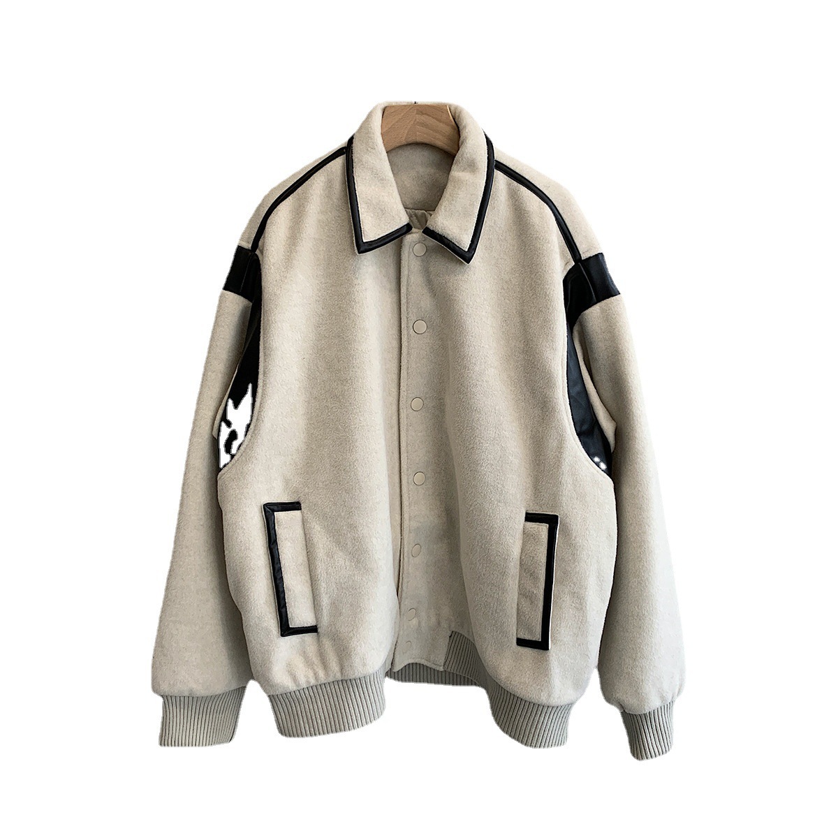 Amerikanische Patchwork-Wolljacke, trendiges High-End-Oberteil für Herren im Frühling und Herbst, hübsche High-Street-Ruffian-Arbeitsjacke_voghion.com