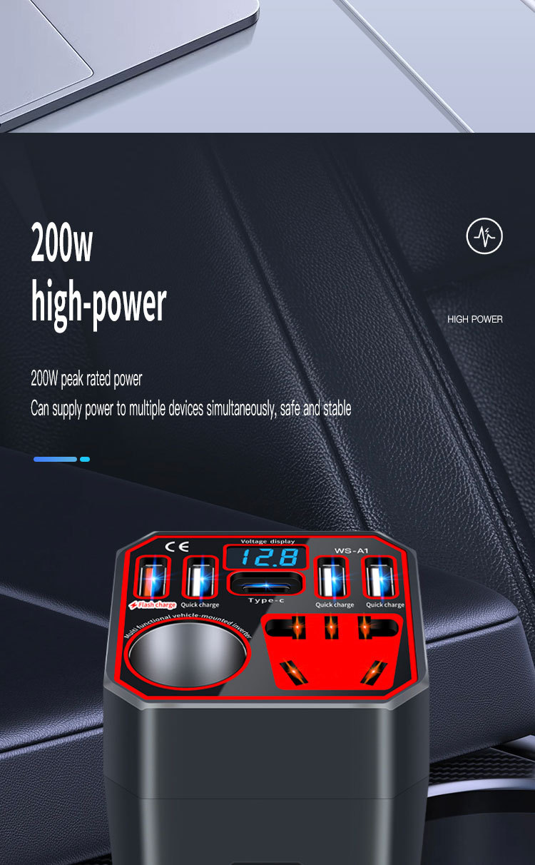 Multifunctional 12V24V to 220V Car Inverter Converter for Cars and Trucks Mobile Phone Charger Socket Type