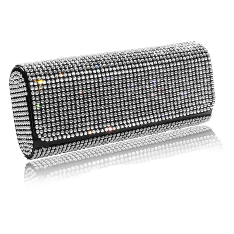Cross-Border Car-Mounted Diamond-Encrusted Glasses Case, Full of Diamonds, High-End Sun Visor Storage Box, Luxurious Car Sunglasses Holder, Sunglasses Case