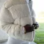 立领条纹新款保暖棉服