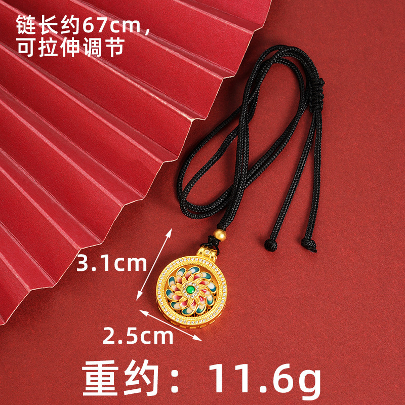 Herencia de oro de arena antigua, brújula de ocho tesoros, collar de bendición, estilo chino hueco, retro, marea nacional, joyería de aleación de cobre al por mayor