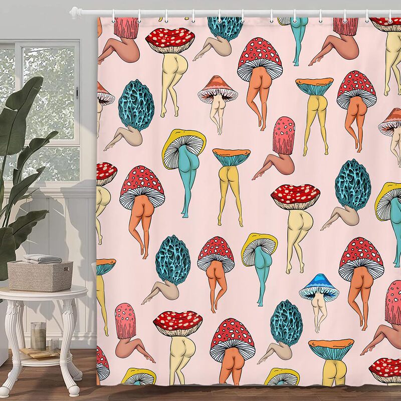 Funny Mushroom Butt Shower Curtain Funny Cute Sexy Butt Bathroom Fabric Curtain Hippie Psychedelic Aesthetic Curtain with Hooks Funny Mushroom Butt Shower Curtain Funny Cute Sexy Butt Bathroom Fabric Curtain Hippie Psychedelic Aesthetic Curtain with Hooks