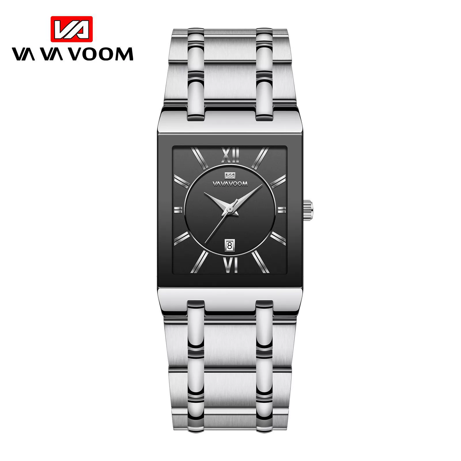 (Cross-border trading), rectangular steel belt stainless steel, golden watch, quartz calendar, waterproof dial, wholesale