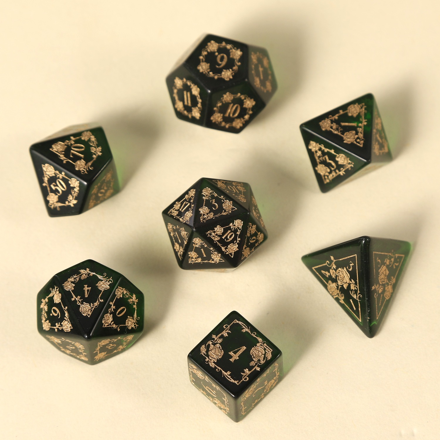 장미무늬-k9 그린유리 [7종세트]