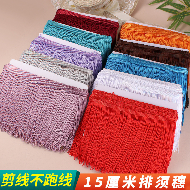 In-Stock Tassel Lace Trim 15cm Polyester Fringe for Stage Costumes, Lanterns, Curtains, DIY Decoration Tassel Pendants