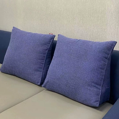 sofa lumbar support, triangular | Waist support - linen-denim-blue-single-large-size-584820cm