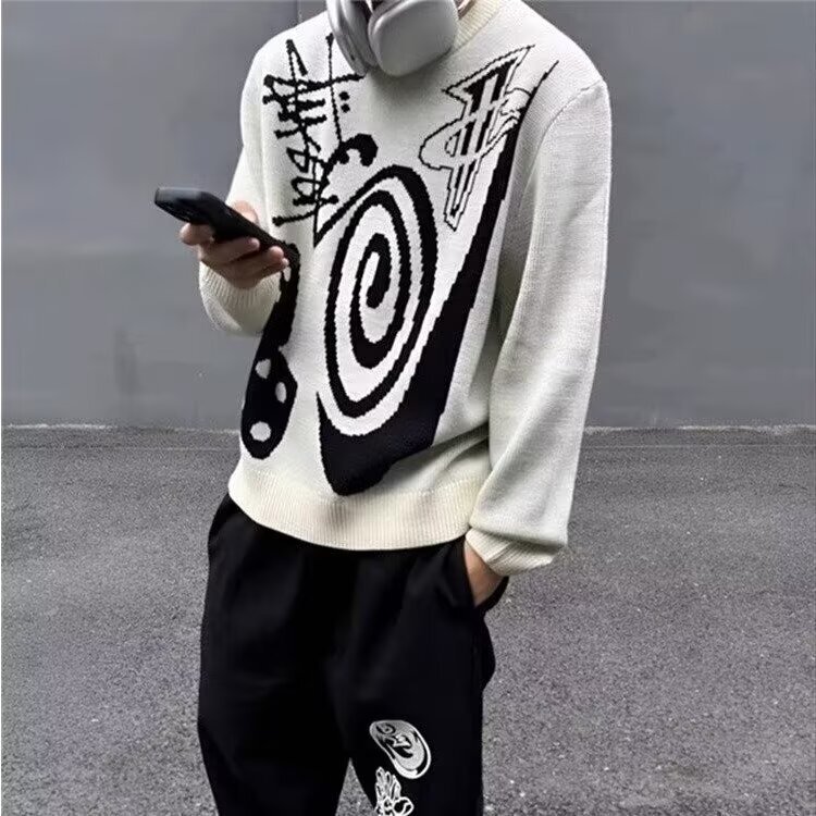 Trendy Brand Black Eight Billiards Surfing Dice Crewneck Pullover Sweater for Men and Women Spring and Autumn Long Sleeve Sweater for Teenagers Trendy Brand Black Eight Billiards Surfing Dice Crewneck Pullover Sweater for Men and Women Spring and Autumn Long Sleeve Sweater for Teenagers