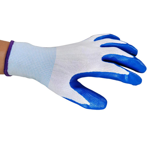 Manufacturer blank blue rubber nitrile oil-resistant gloves Flat hanging rubber-dipped oil-proof line rubber-coated oil-resistant gloves