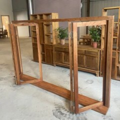 新中式老榆木窗户奶茶店咖啡厅复古门窗框架纯实木折叠门窗框架