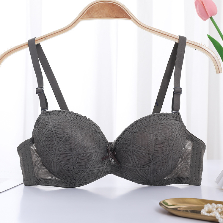 Bra de encaje ajustable en el sitio con anillo de acero, bra de pecho pequeño, bra anti-caída para mujeres del sudeste asiático