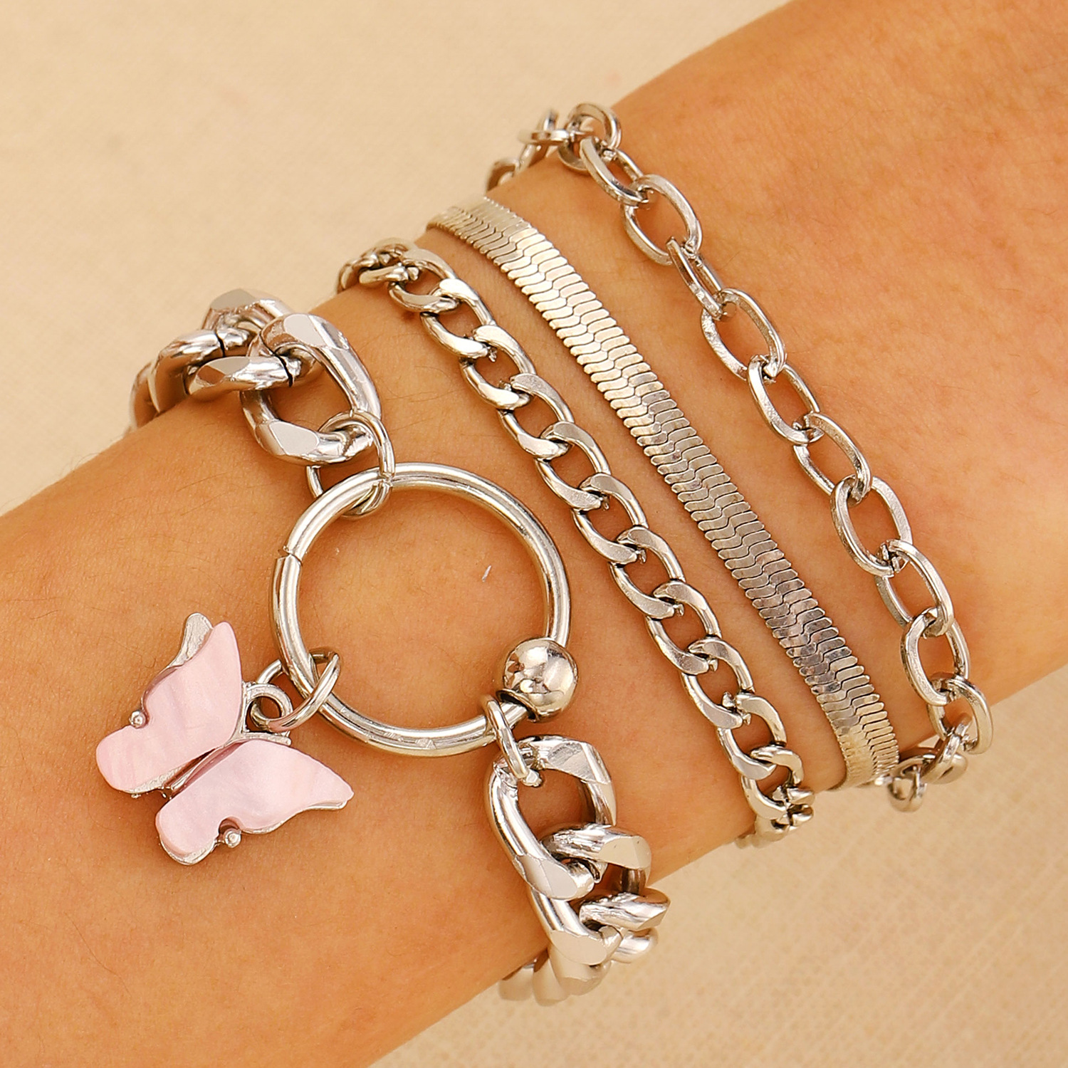 Nouveau bracelet combiné en alliage, ensemble créatif punk hip-hop en quatre pièces, bracelet_voghion.com