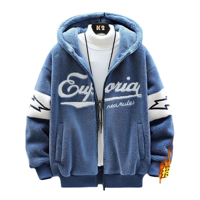 Abrigo de lana de cordero invierno engrosado estilo coreano Moda guapo chaqueta acolchada de algodón pareja suelta marca de moda cálido Abrigo acolchado de algodón