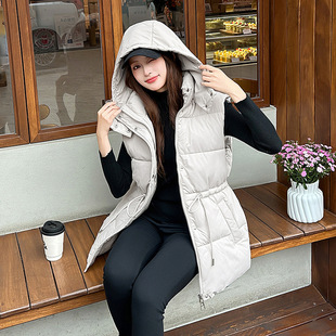 Detachable Hood Cotton Vest for Women, Autumn/Winter 2025, Plus Size Women's Sleeveless Warm Vest Jacket