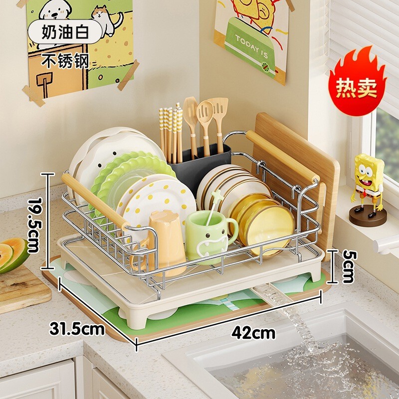 キッチンラック、家庭用カウンタートップ、多機能食器、食器、収納ボウルラック、フリップトップ排水ラック|undefined