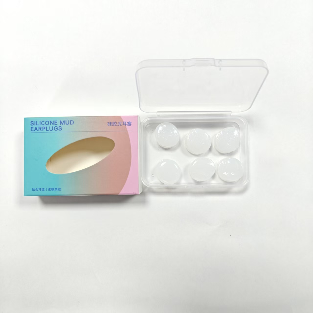 Silicone mud earplugs [type b] white pack of six