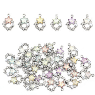New product alloy electroplating diamond pearl fantasy five-pointed star garland pendant DIY handmade jewelry pendant accessories