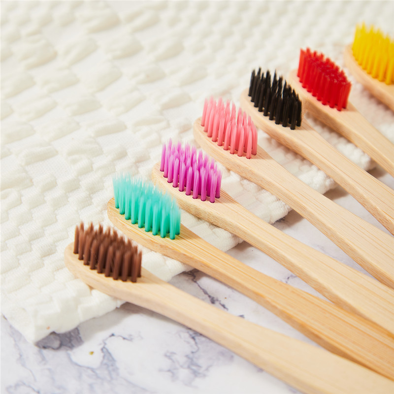 Cepillo de dientes de carbono de bambú para niños Papel Kraft en caja Arco Iris cepillo suave ultrafino cepillo de dientes de bambú de madera se puede configurar