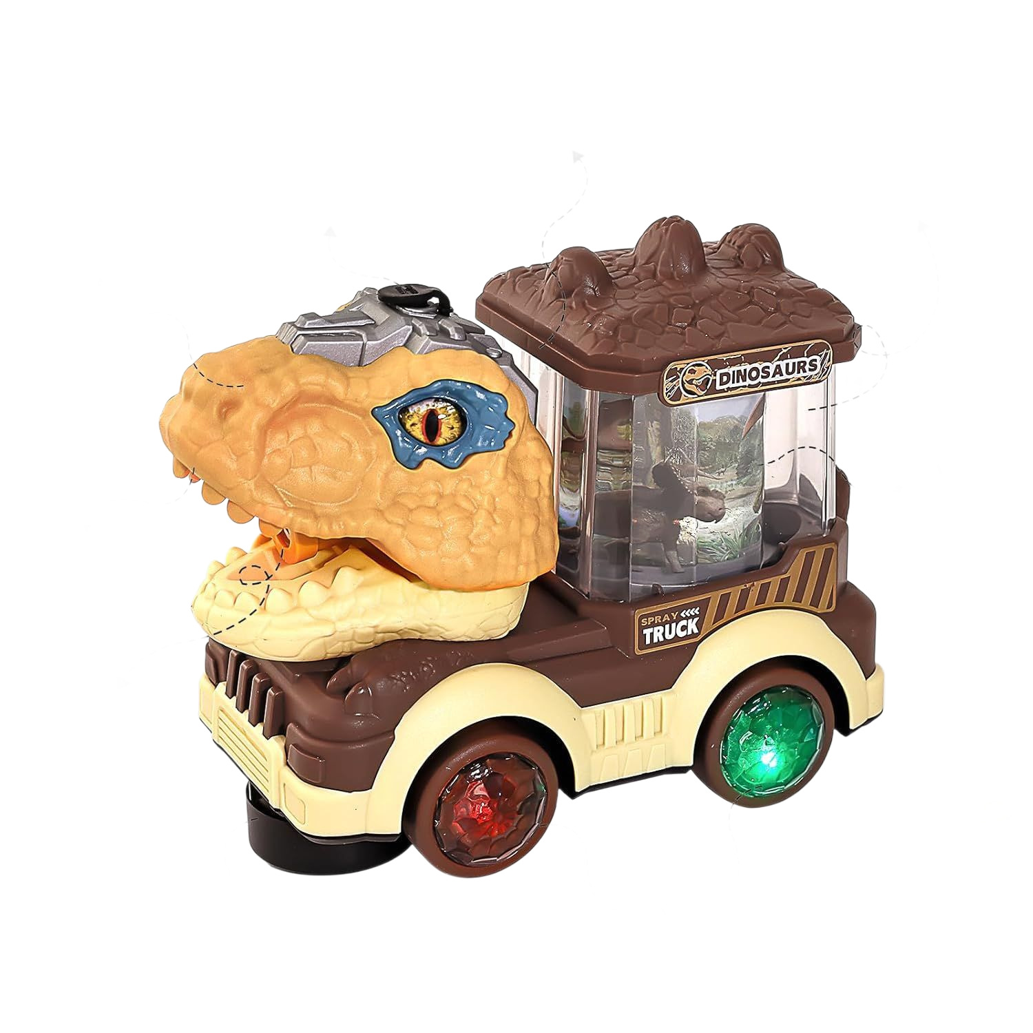 Transfronterizo de dibujos animados para niños coche eléctrico universal spray dinosaurio coche de ingeniería Tyrannosaurus Rex juguetes para niños de 3 - 6 años