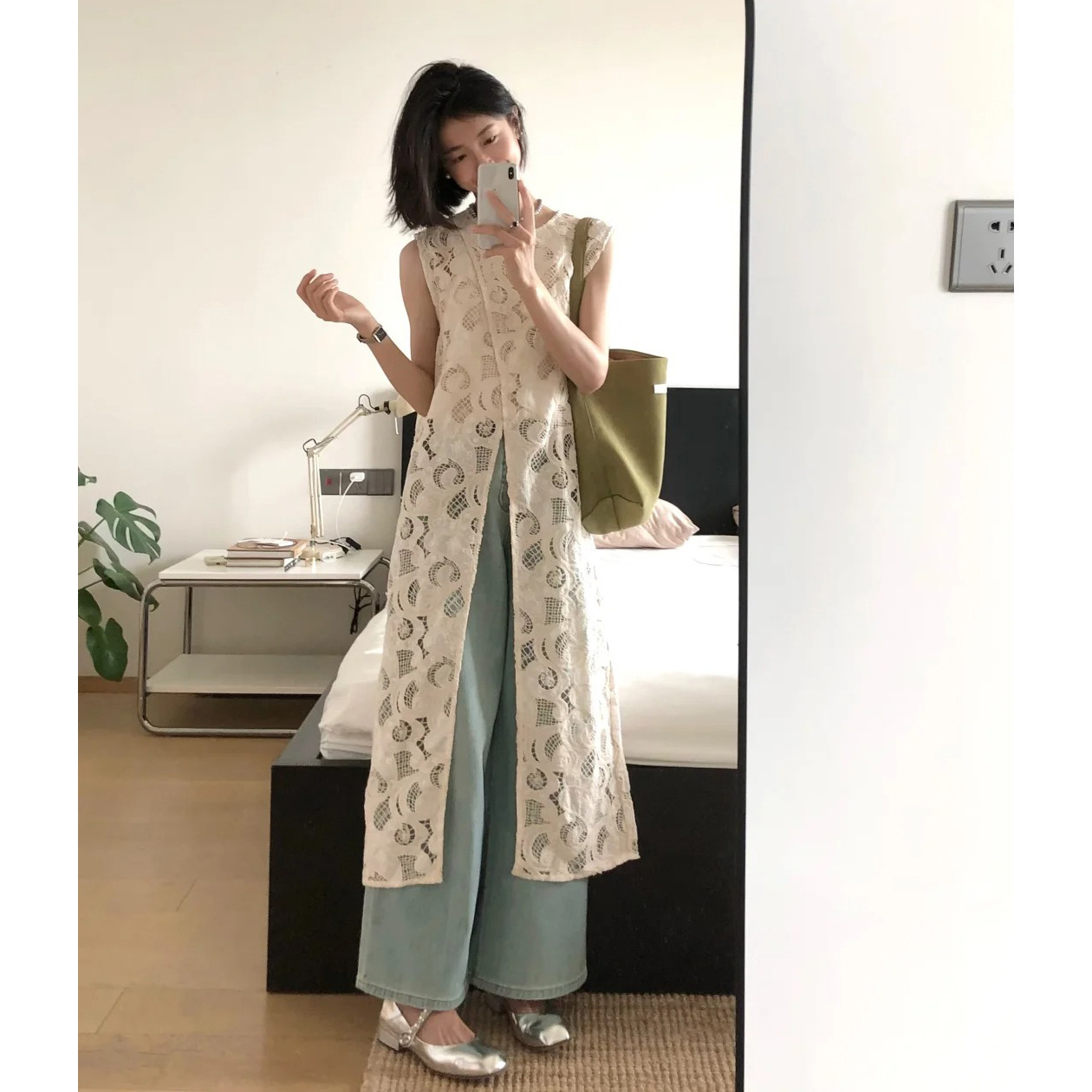 Sanjihei Flower [Flower Sea] National Style New Chinese Style Vest Women's 2024 New Thin Summer Lace Mid-Length Style