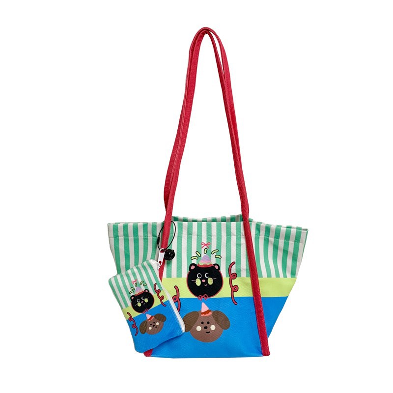 Bolsa de lona de dibujos animados japoneses 2025 nuevo bolso de gran capacidad para estudiantes de escuela primaria bolso de hombro para hombres y mujeres