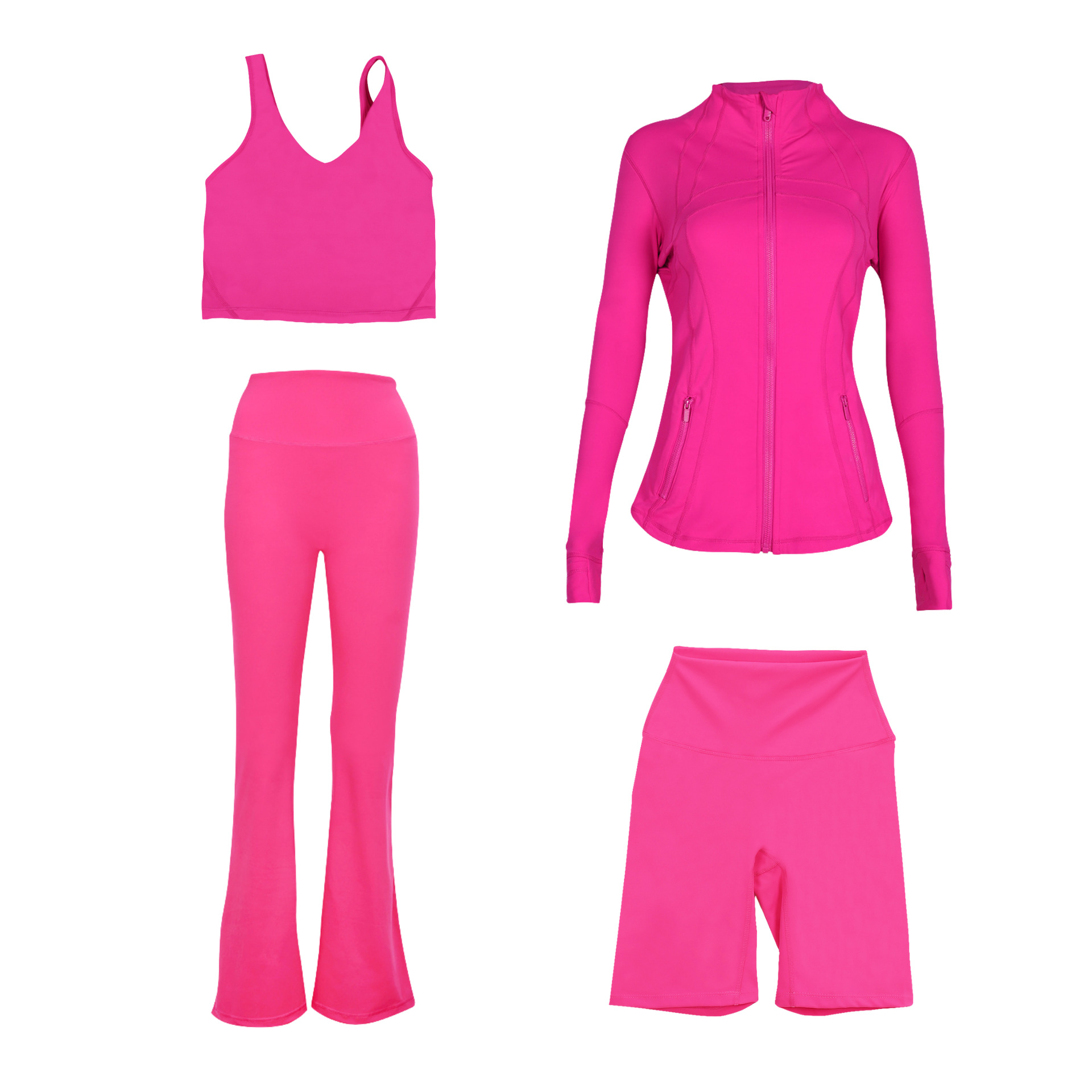 Dames sportkleding set slim fit u-hals top en flared broek_voghion.com