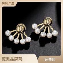 港派 925银针时尚感小巧字母耳钉韩国气质网红简约个性清新耳品饰